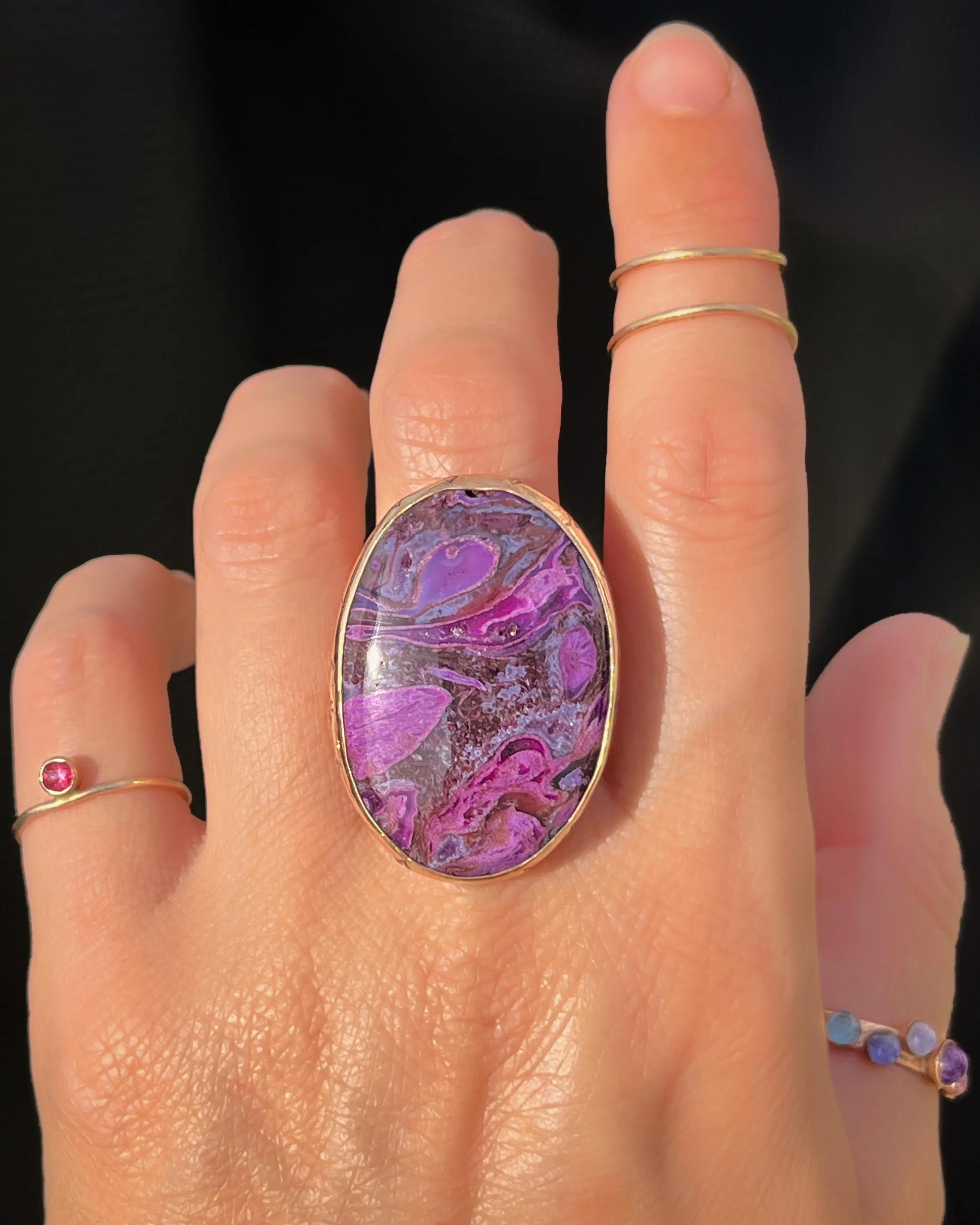 Sugilite ring in 14K gold-fill & silver (sizes 6 to 8-1/2)