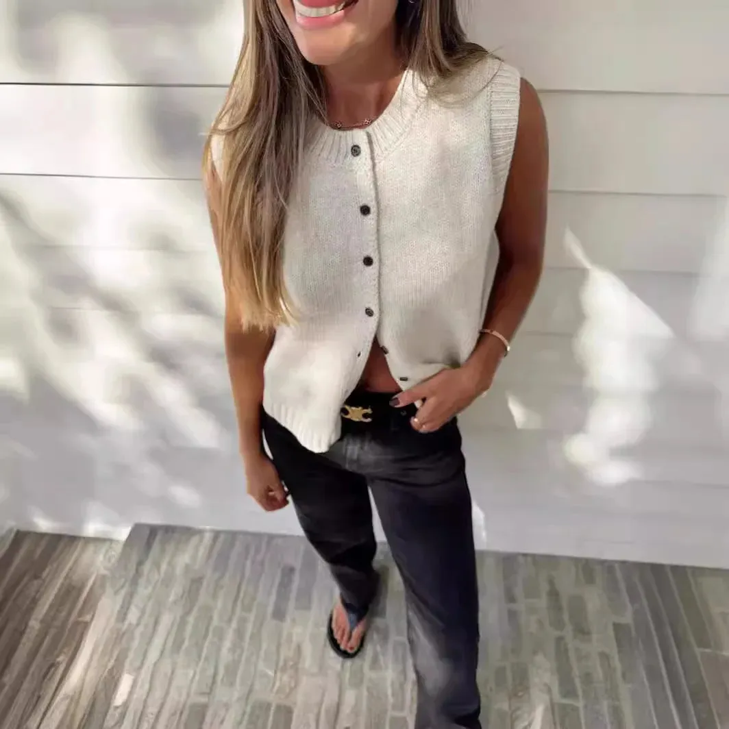 Summer Knitted Cardigan Sleeveless Top