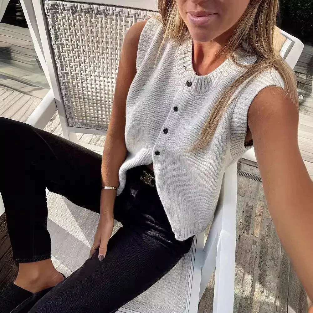 Summer Knitted Cardigan Sleeveless Top