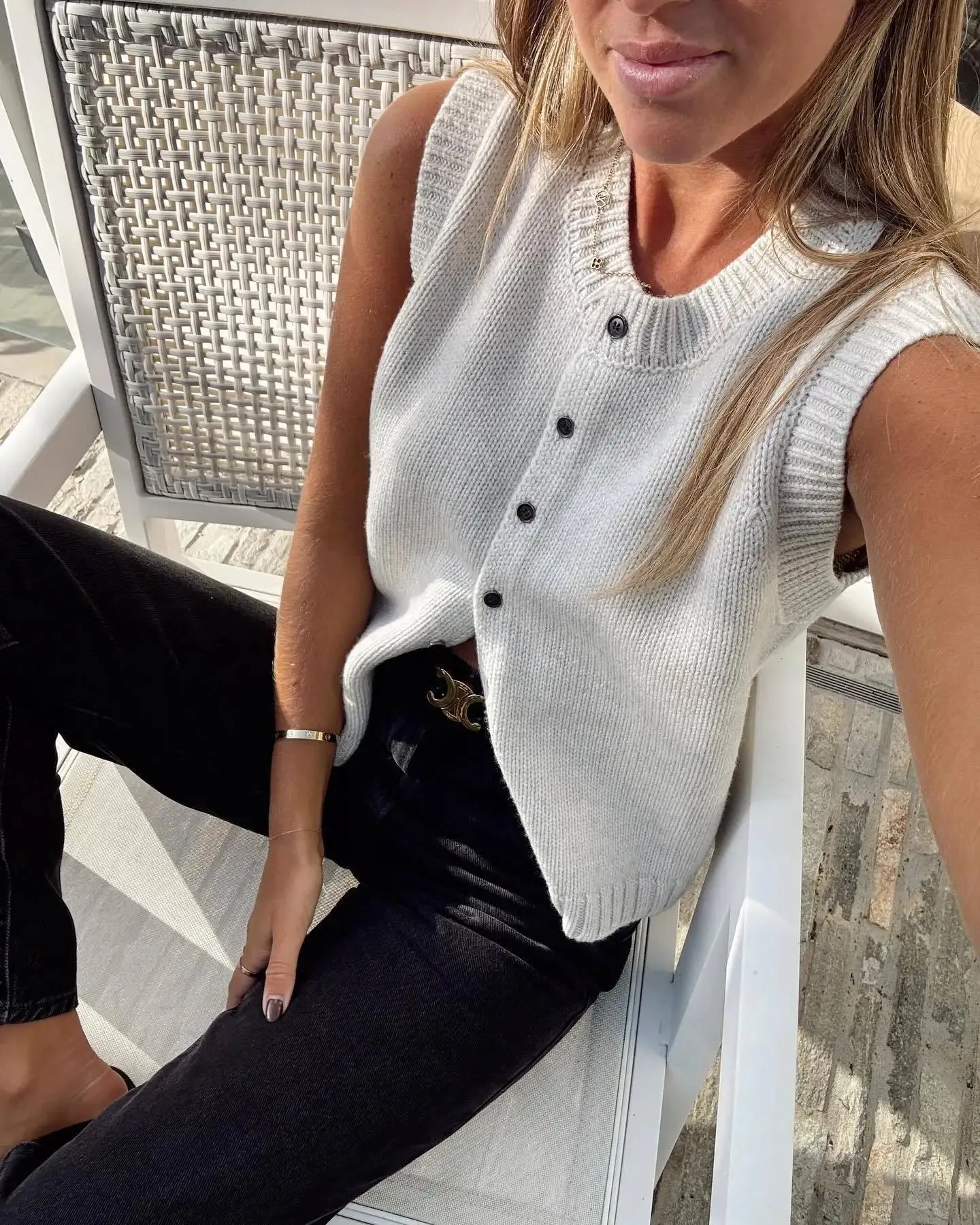 Summer Knitted Cardigan Sleeveless Top