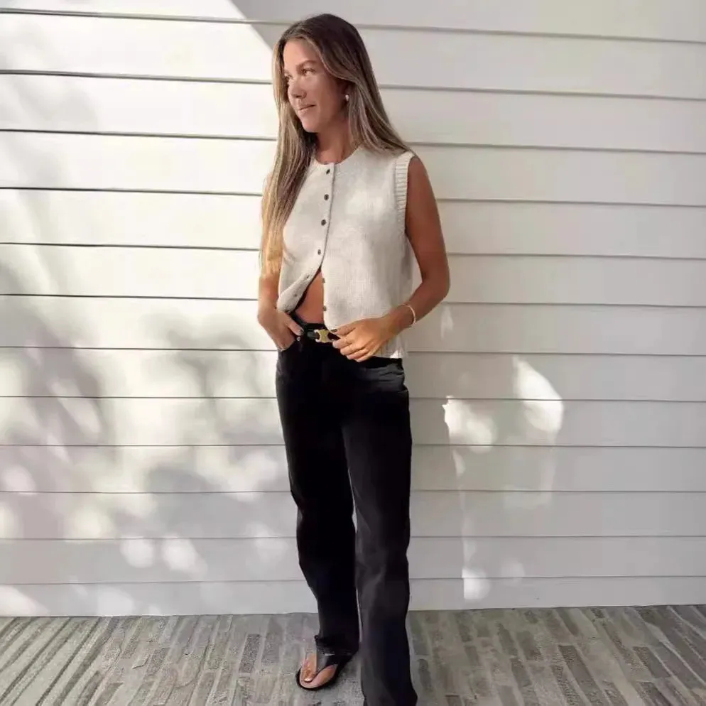 Summer Knitted Cardigan Sleeveless Top