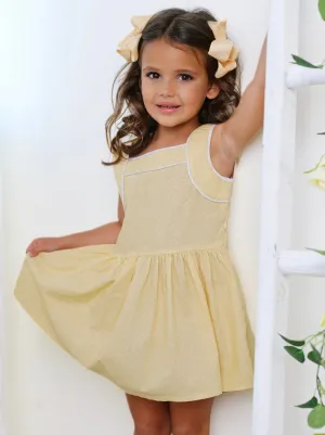 Sunny Yellow Polka Dot Mini Dress by Kids Couture