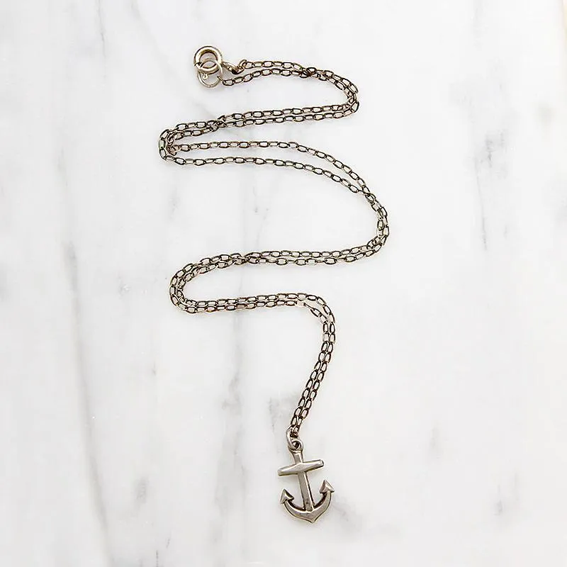 Sweet Little Sterling Silver Anchor Charm Necklace