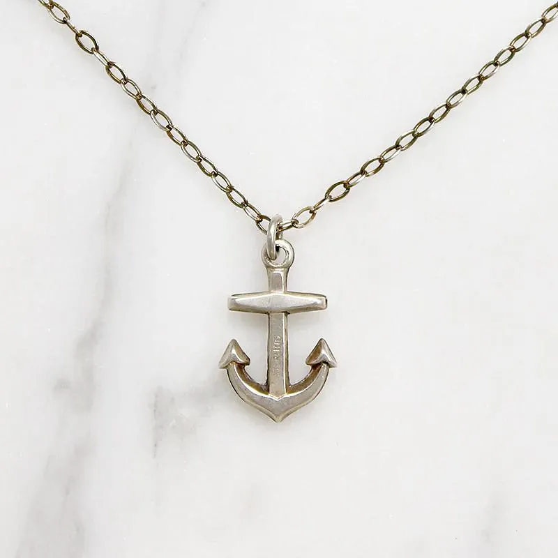 Sweet Little Sterling Silver Anchor Charm Necklace