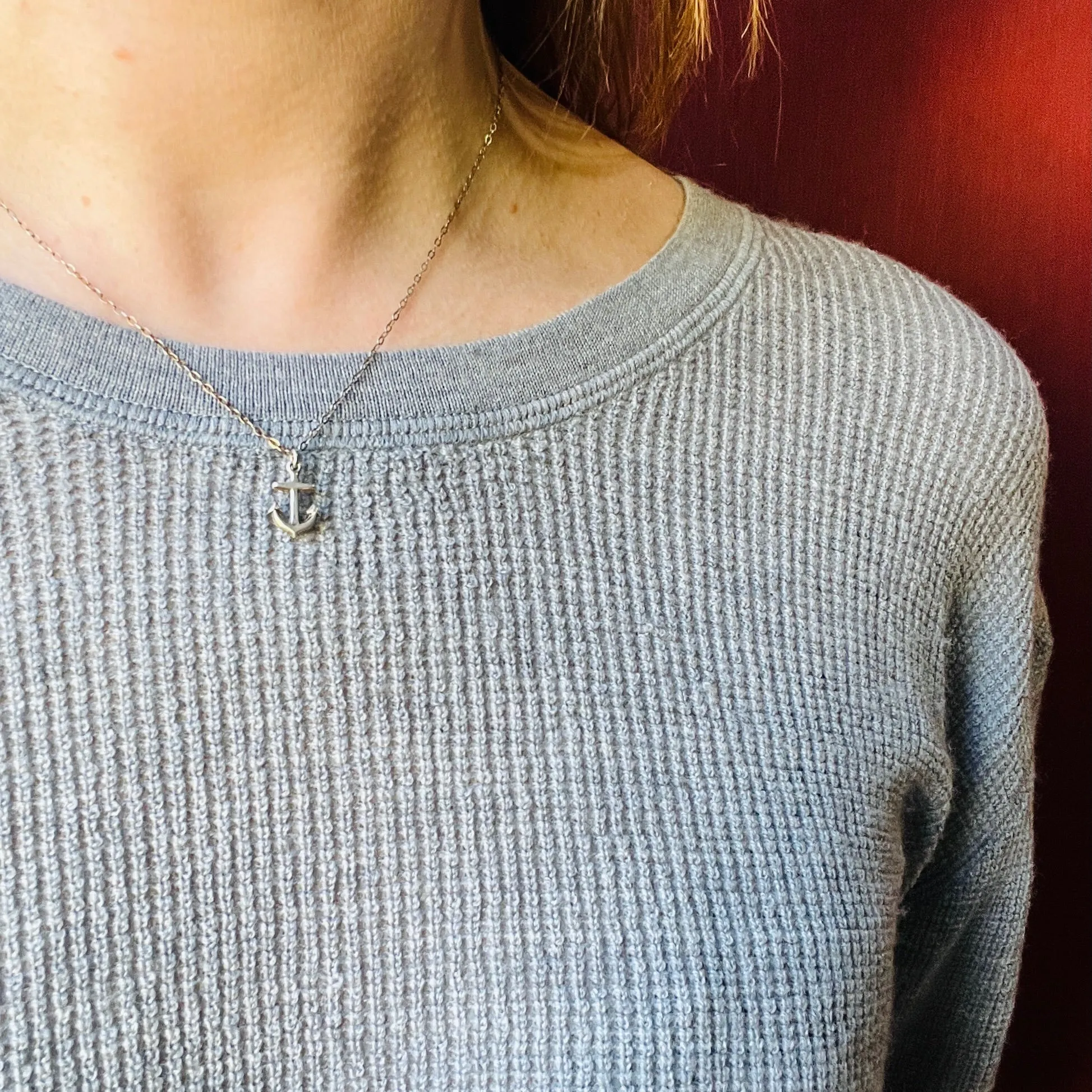 Sweet Little Sterling Silver Anchor Charm Necklace