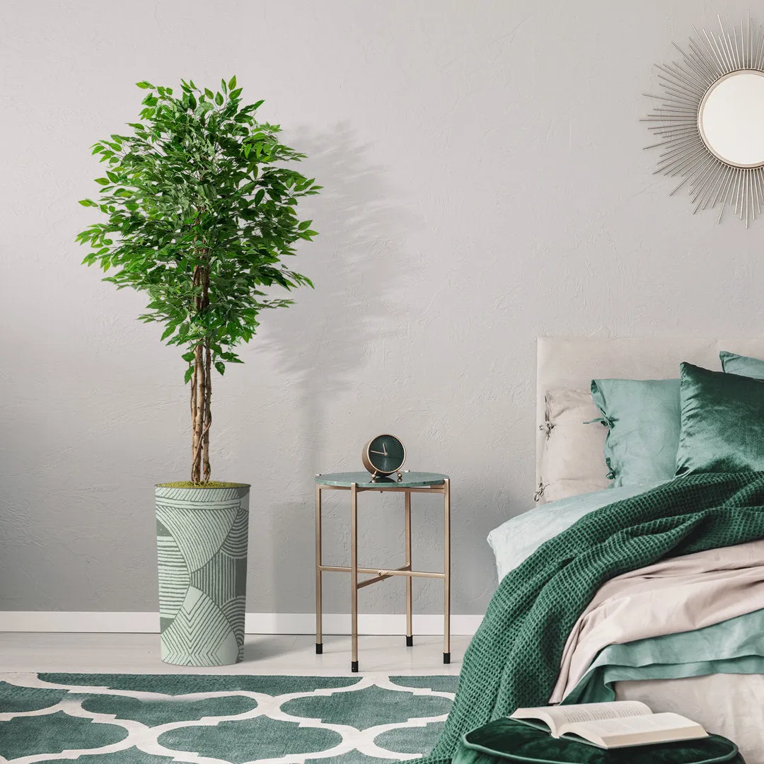 Tall Fake Plants Faux Ficus Tree in Neutral Pattern Planter Indoor And Outdoor Artificial Plants SIGNLEADER Base Color: Green Strips Conbination