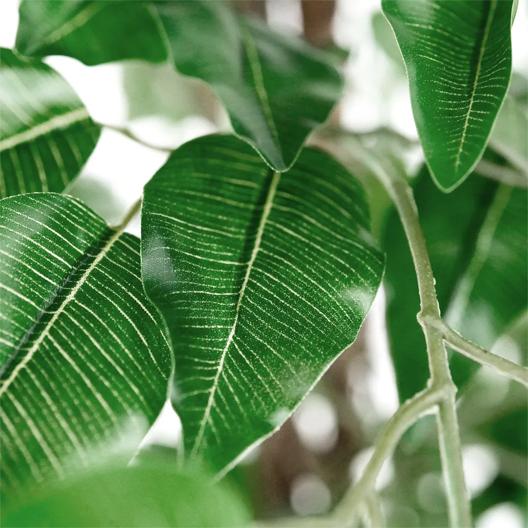 Tall Fake Plants Faux Ficus Tree in Neutral Pattern Planter Indoor And Outdoor Artificial Plants SIGNLEADER Base Color: Navy Retro Totem Pattern