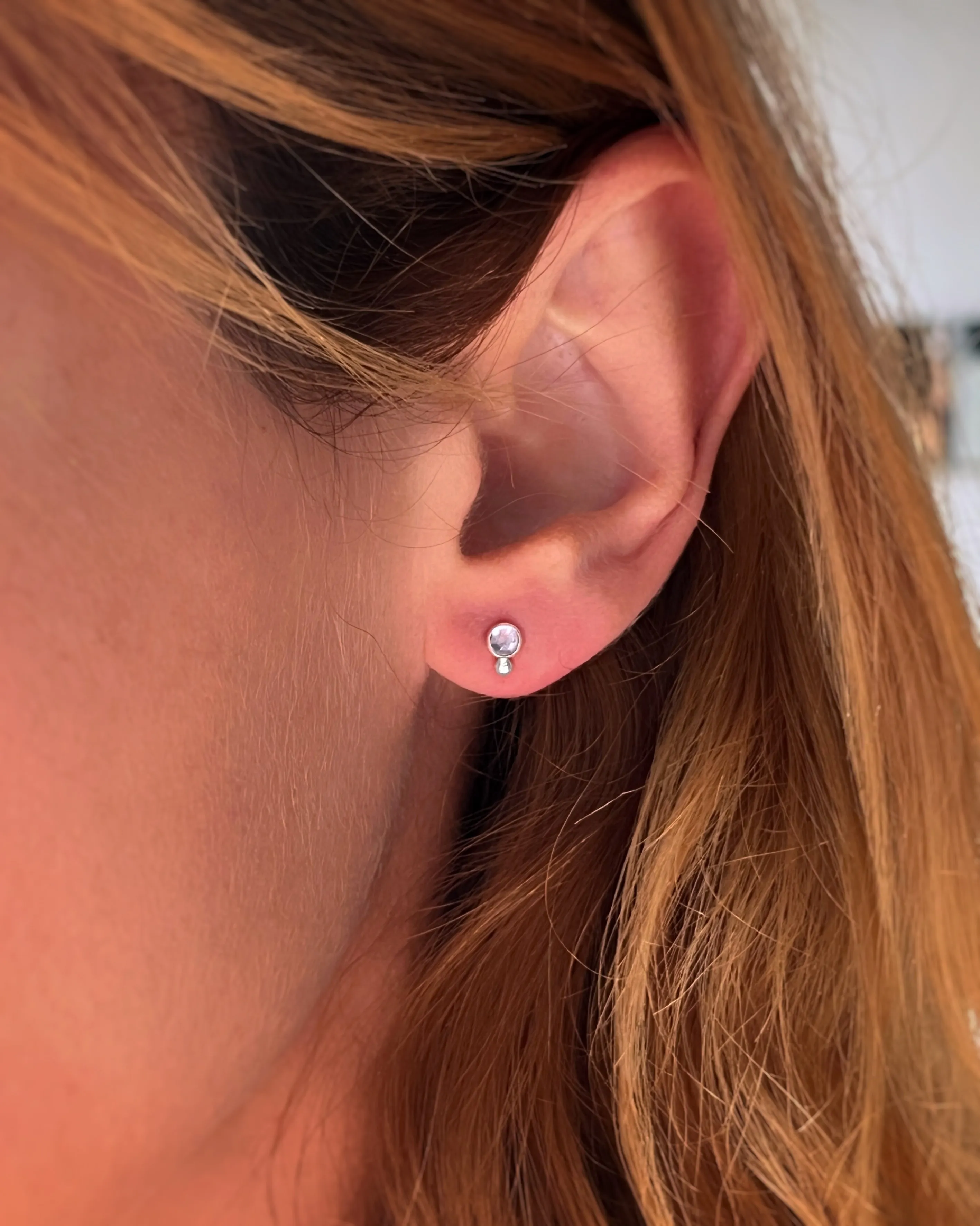Tanzanite stud earrings in silver