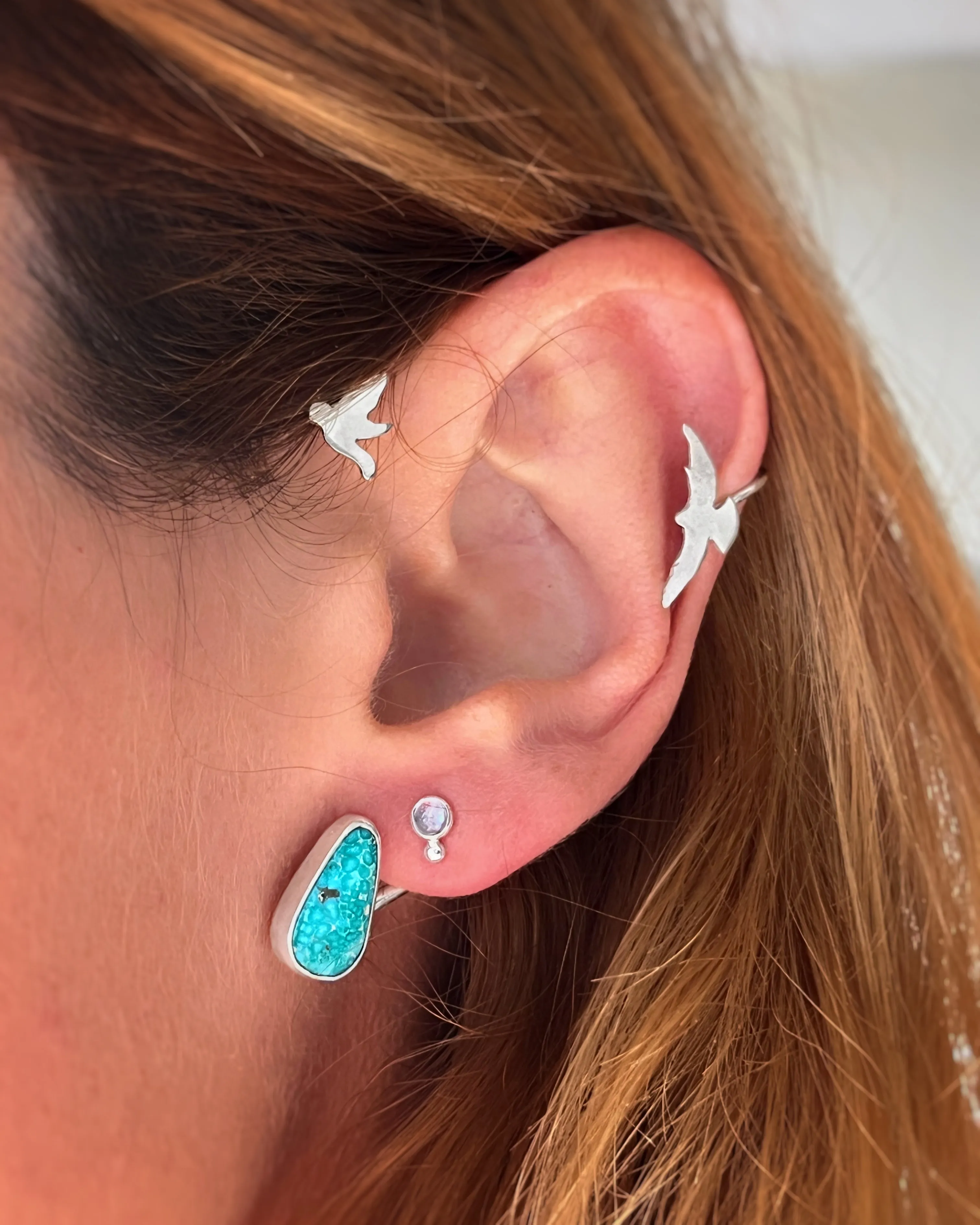 Tanzanite stud earrings in silver