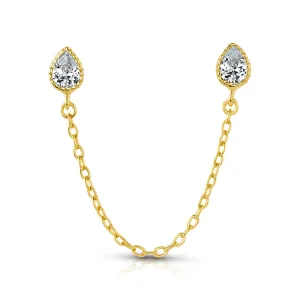 TEARDROP CONNECTING SINGLE EARRING, GOLD