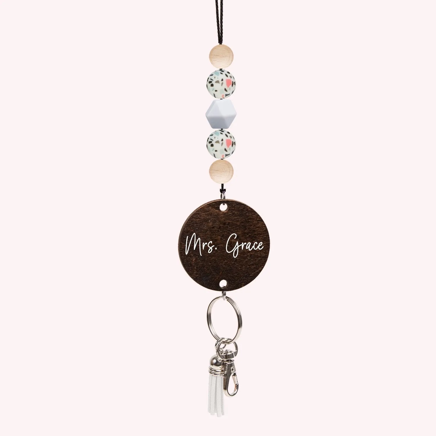 Terrazzo Personalized Beaded Lanyard
