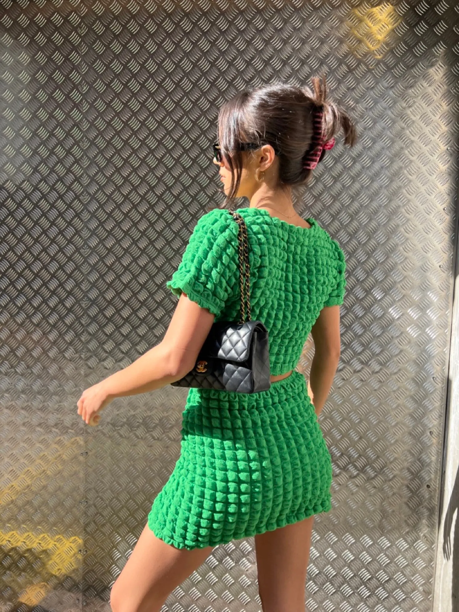 Textured Green Crop Top