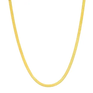 THIN HERRINGBONE CHAIN NECKLACE, GOLD BR