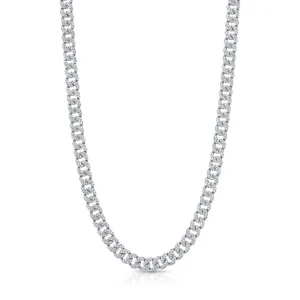 THIN VIBRATION CZ CUBAN NECKLACE, SILVER