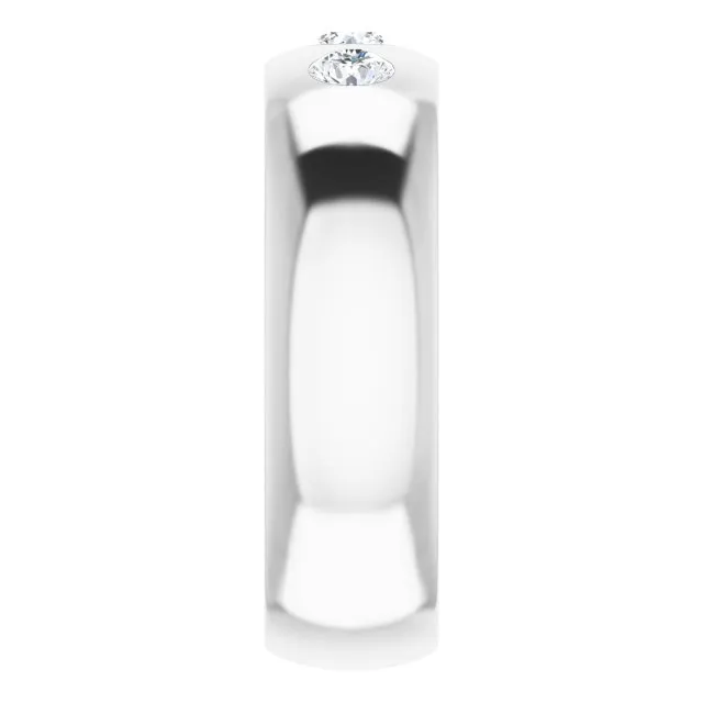 Three Stone Bezel Set Diamond Men's Ring