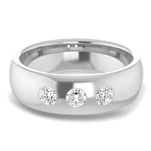 Three Stone Bezel Set Diamond Men's Ring