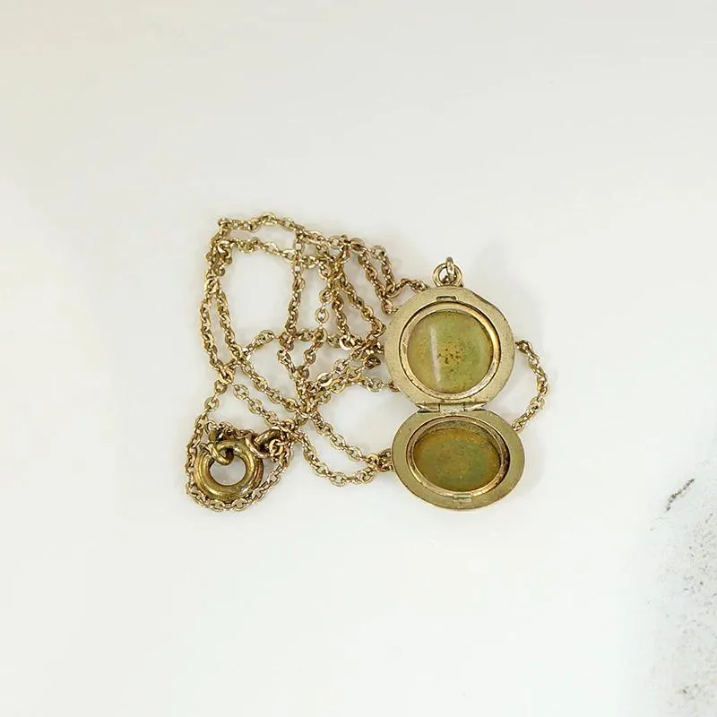 Tiny 10k Gold Pinstriped Edwardian Locket