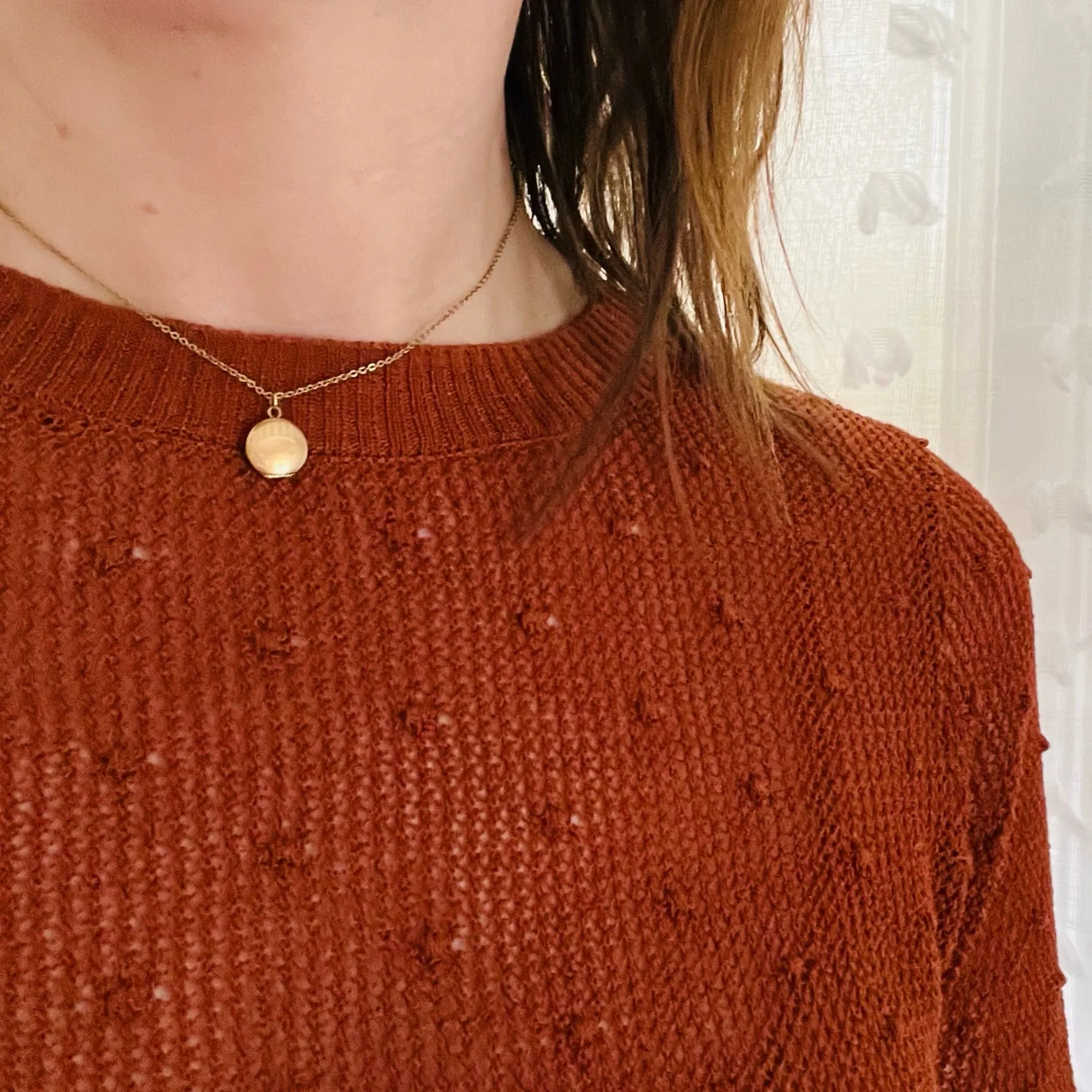Tiny 10k Gold Pinstriped Edwardian Locket