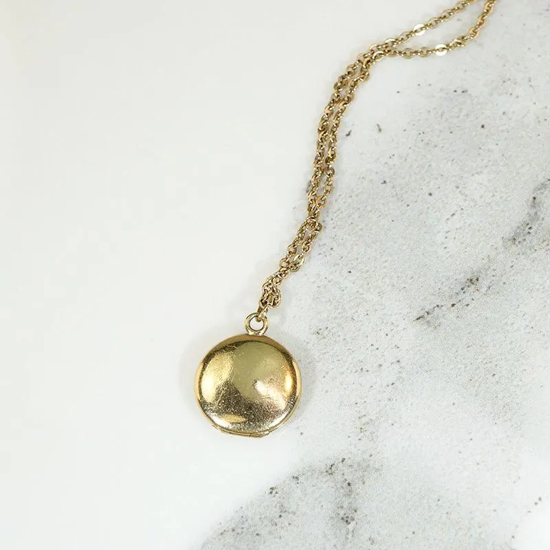 Tiny 10k Gold Pinstriped Edwardian Locket
