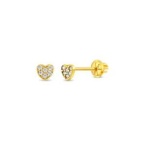 Tiny CZ Heart Little Girl's Stud Earring