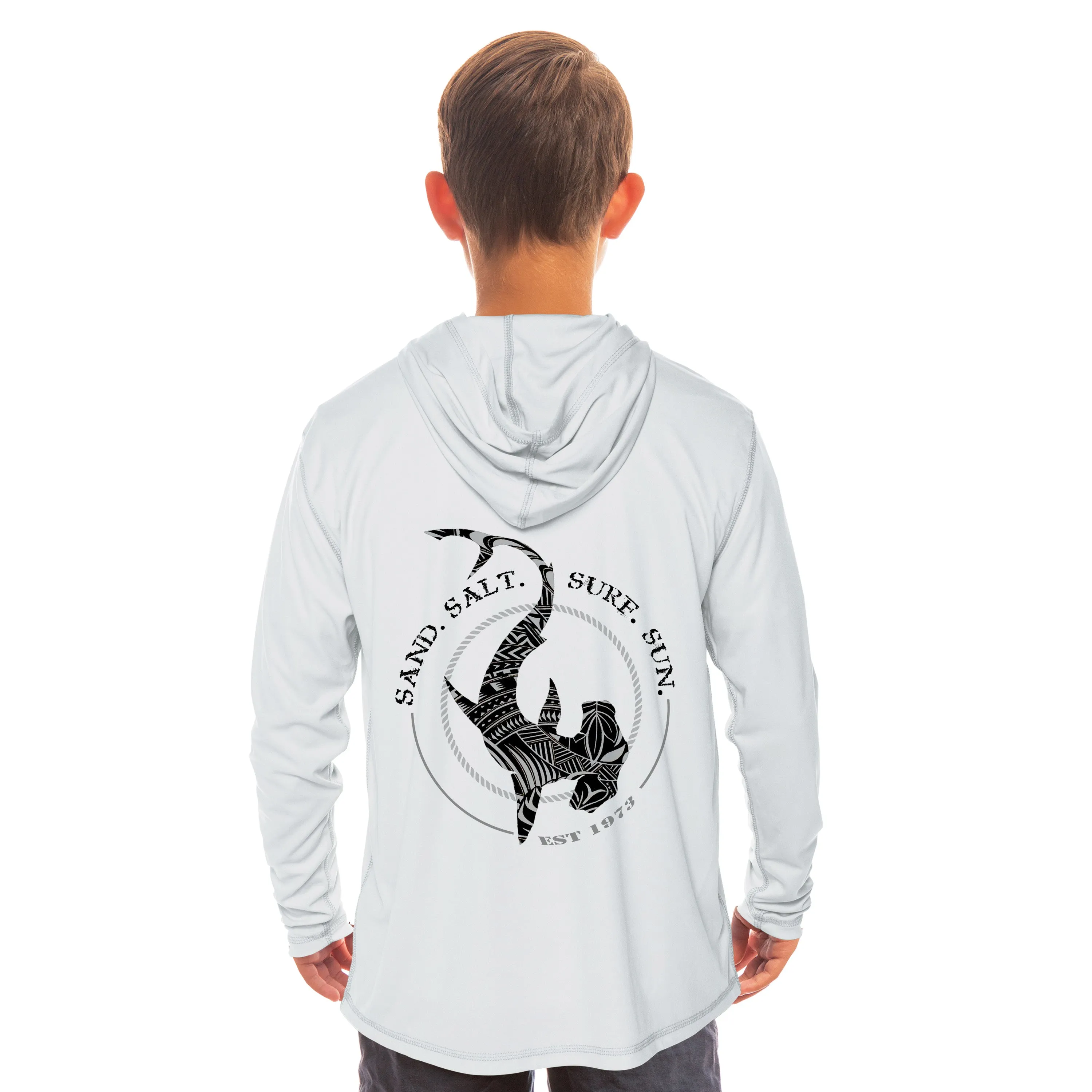Tribal Polynesian Hammerhead Youth Solar Hoodie