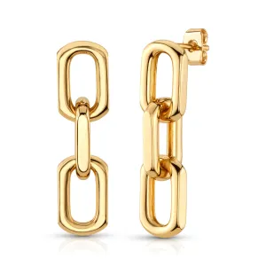 TRIPLE LINK EARRINGS, GOLD