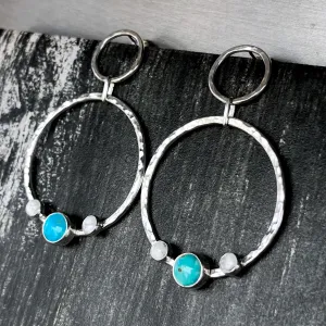 Turquoise & howlite hoop earrings in silver