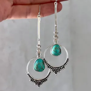 Turquoise pendulum earrings in silver