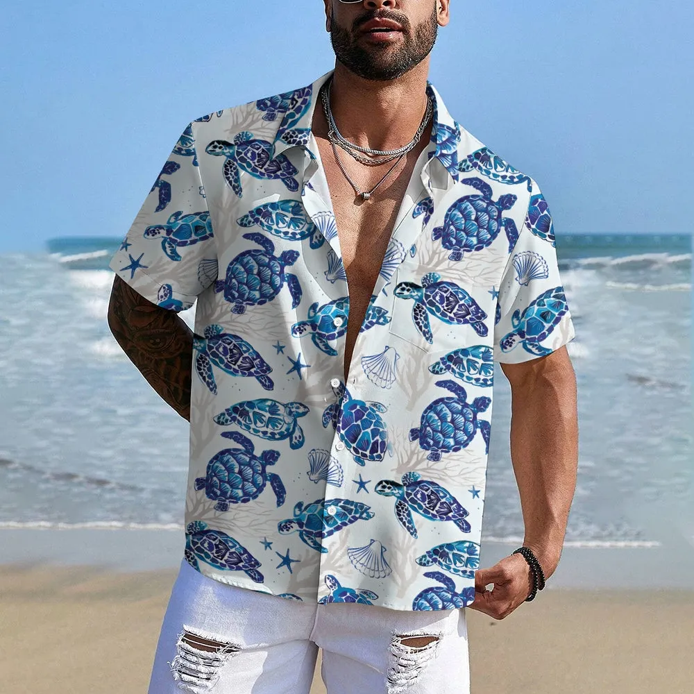 Turtle Casual Breast Pocket Short Sleeve Shirt 2309000018