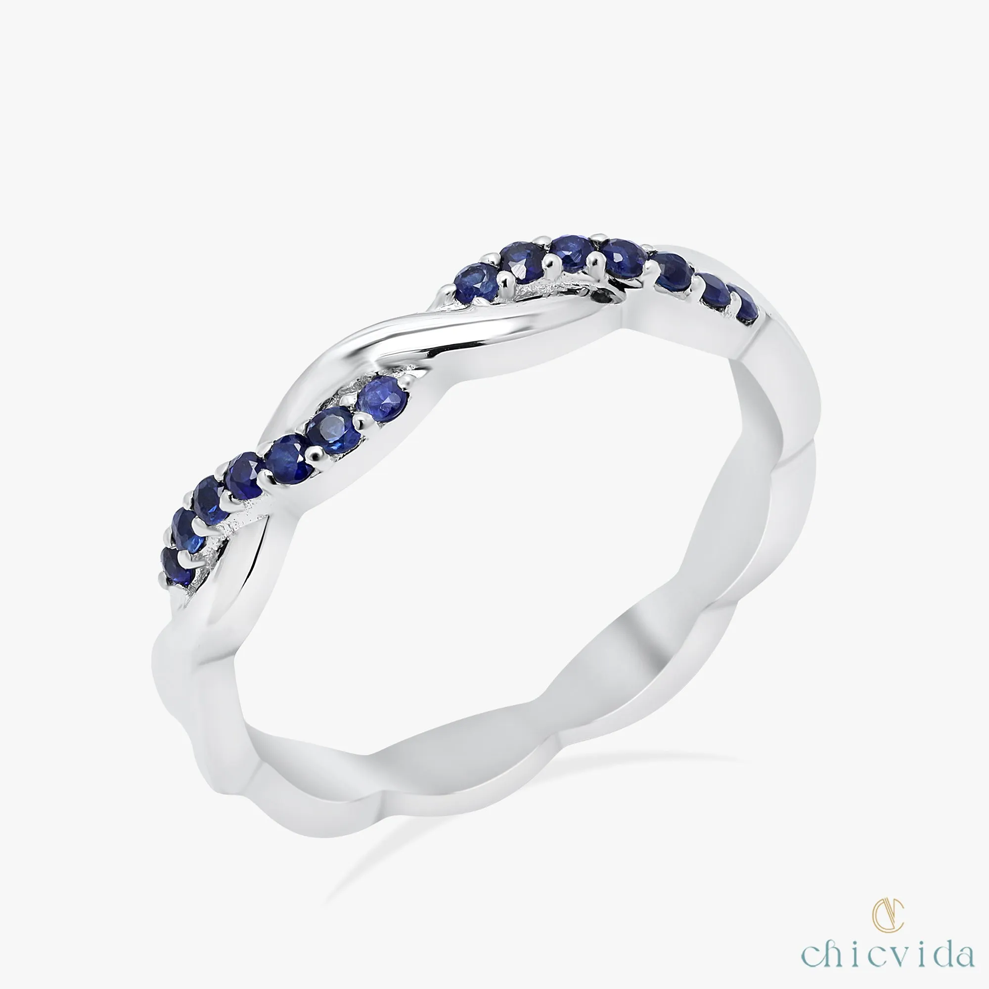 Twisted Band Gemstone Ring