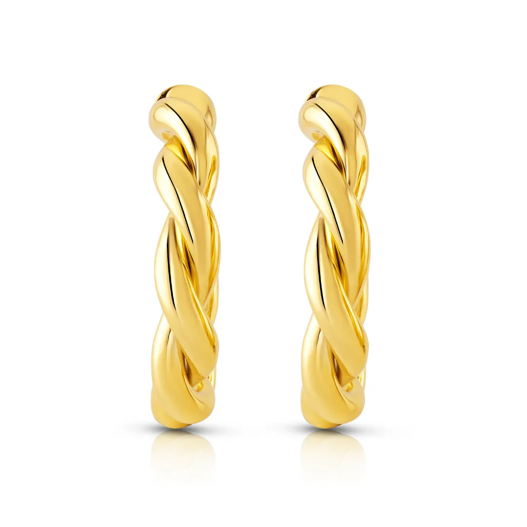 TWISTED HOOP EARRINGS, GOLD