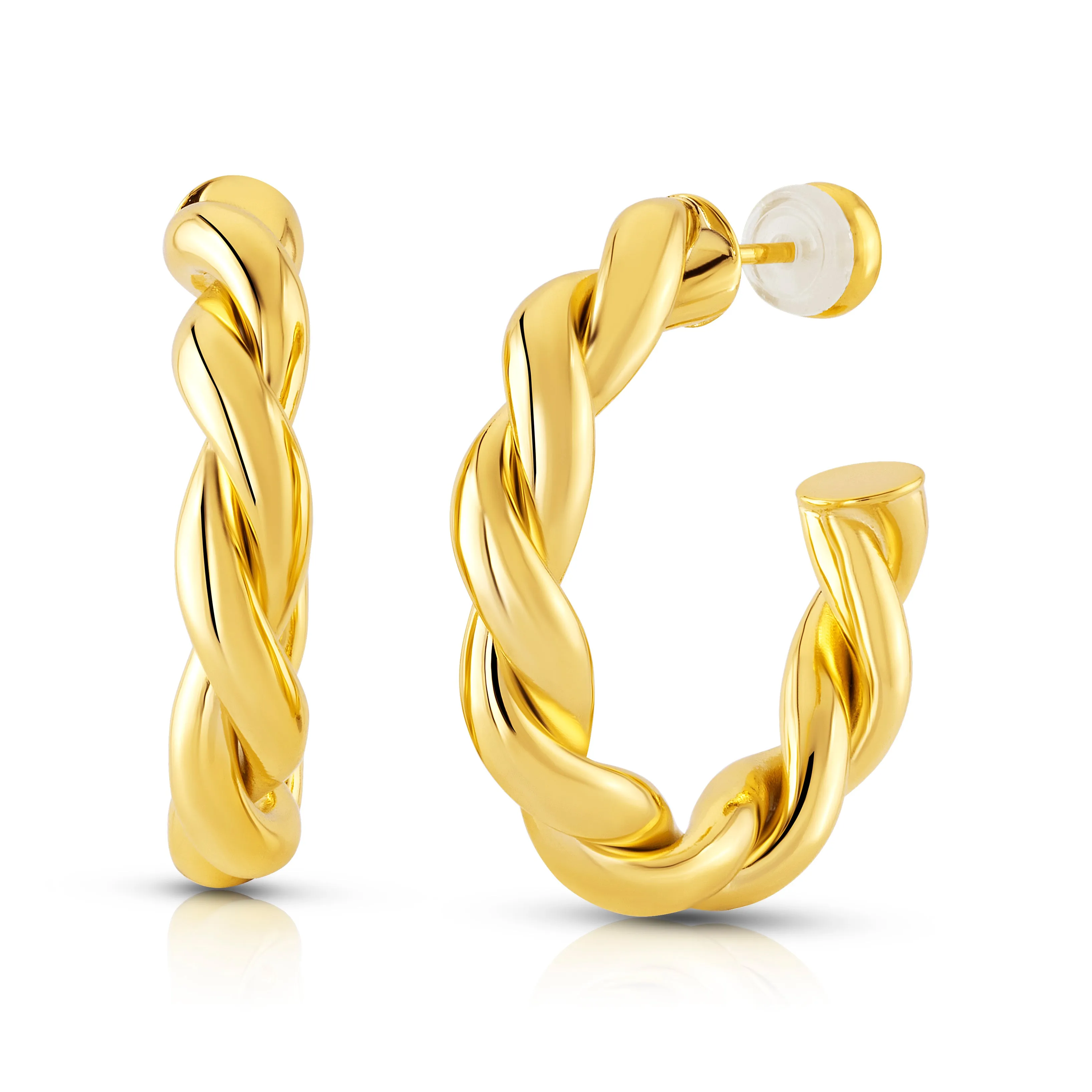 TWISTED HOOP EARRINGS, GOLD