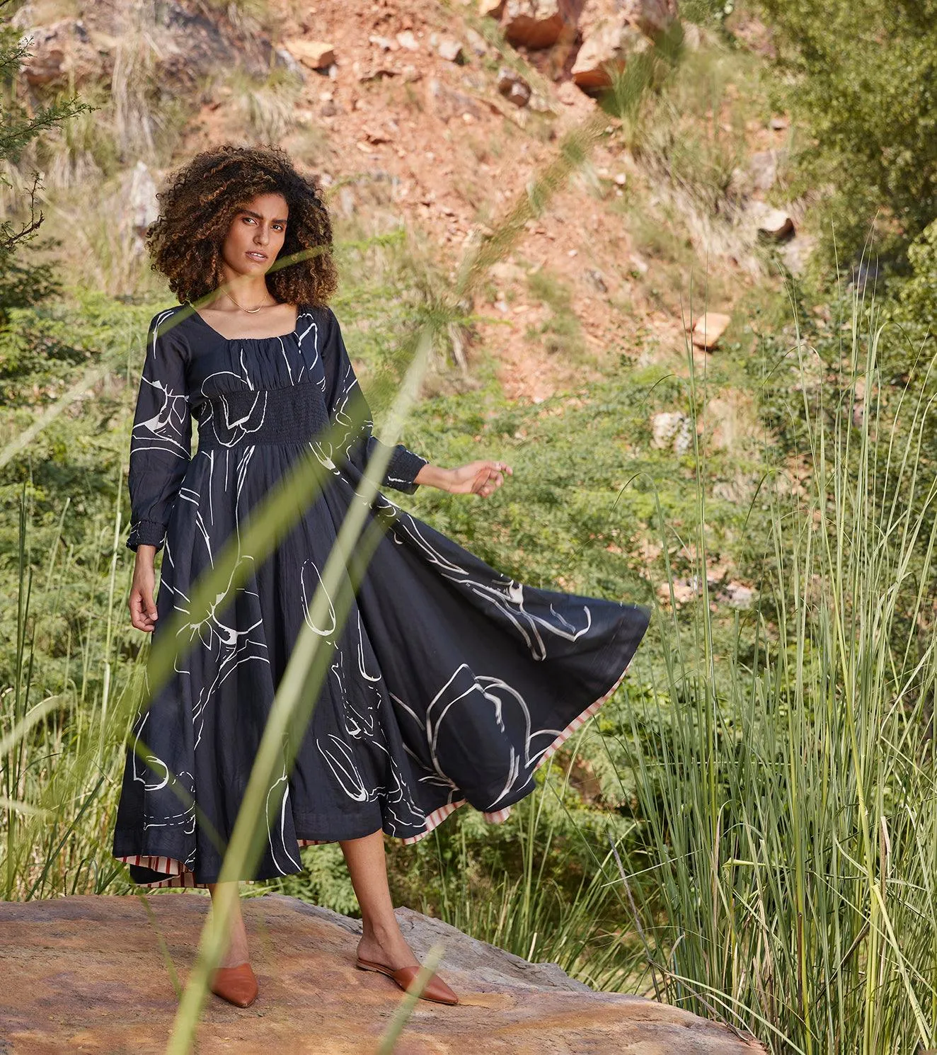 Under Her Gaze Midi Dress