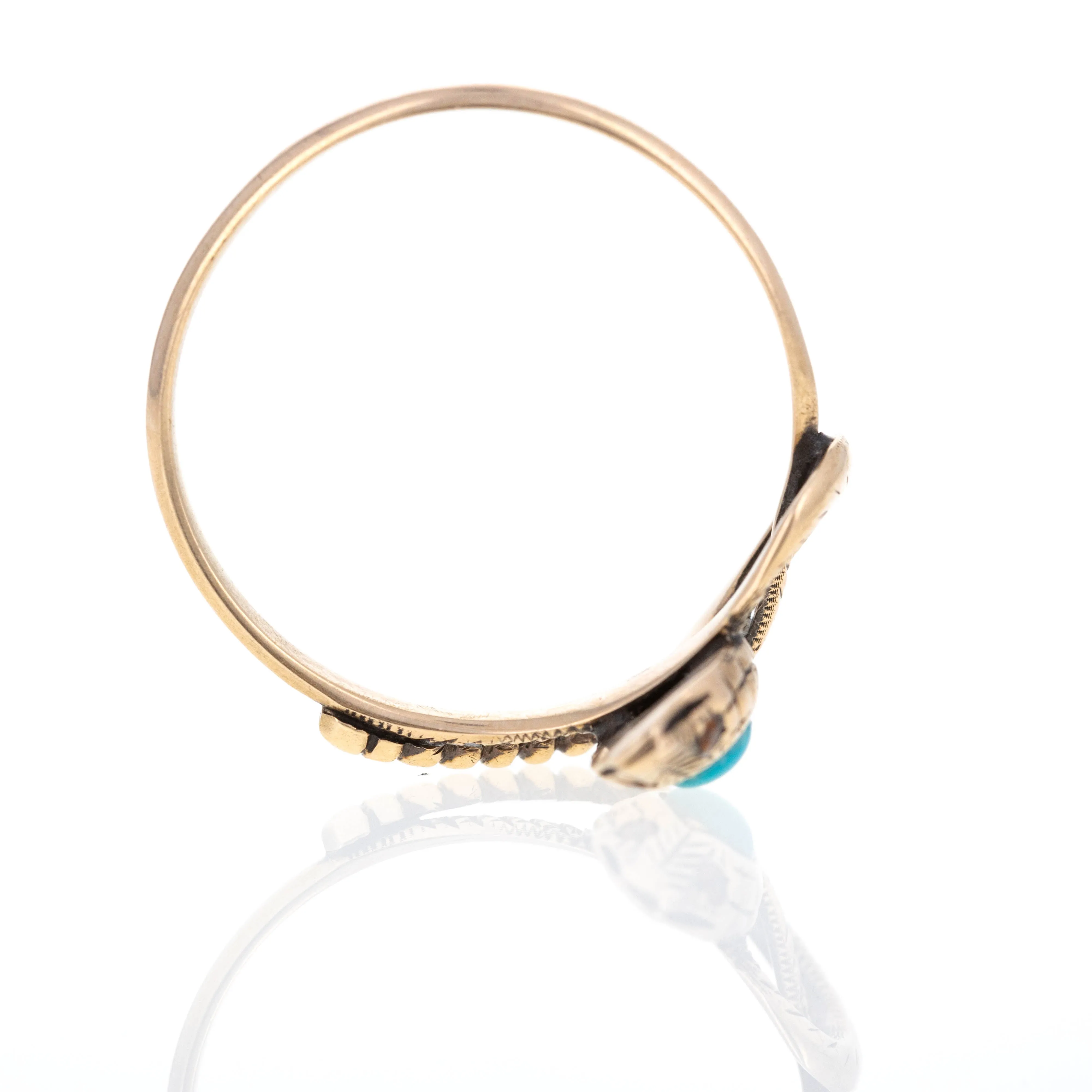 Victorian 10K Yellow Gold Turquoise and Citrine Snake Ring