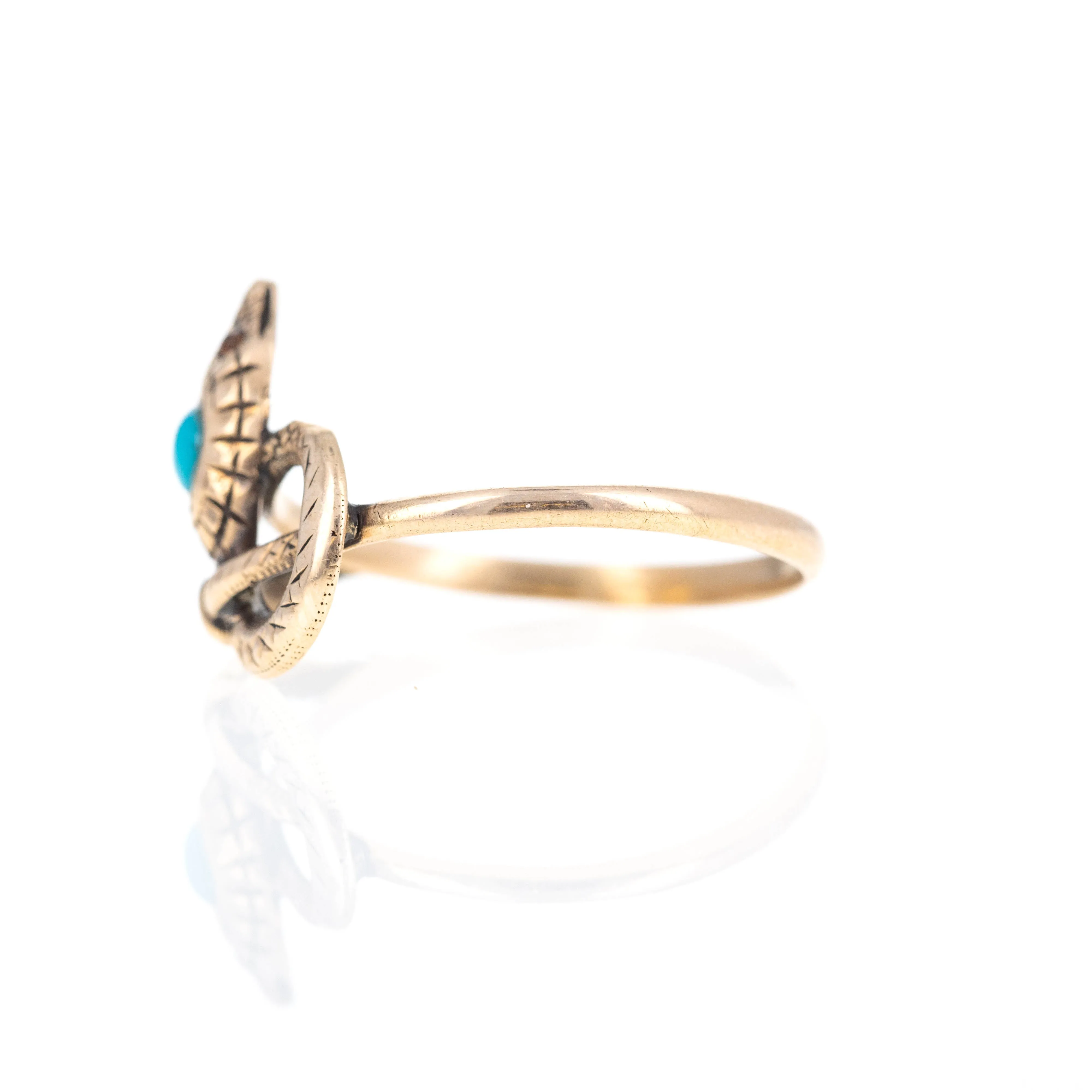 Victorian 10K Yellow Gold Turquoise and Citrine Snake Ring