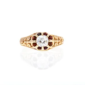 Victorian 18K Yellow Gold 0.70 Carat Old Mine Cut Diamond Ring