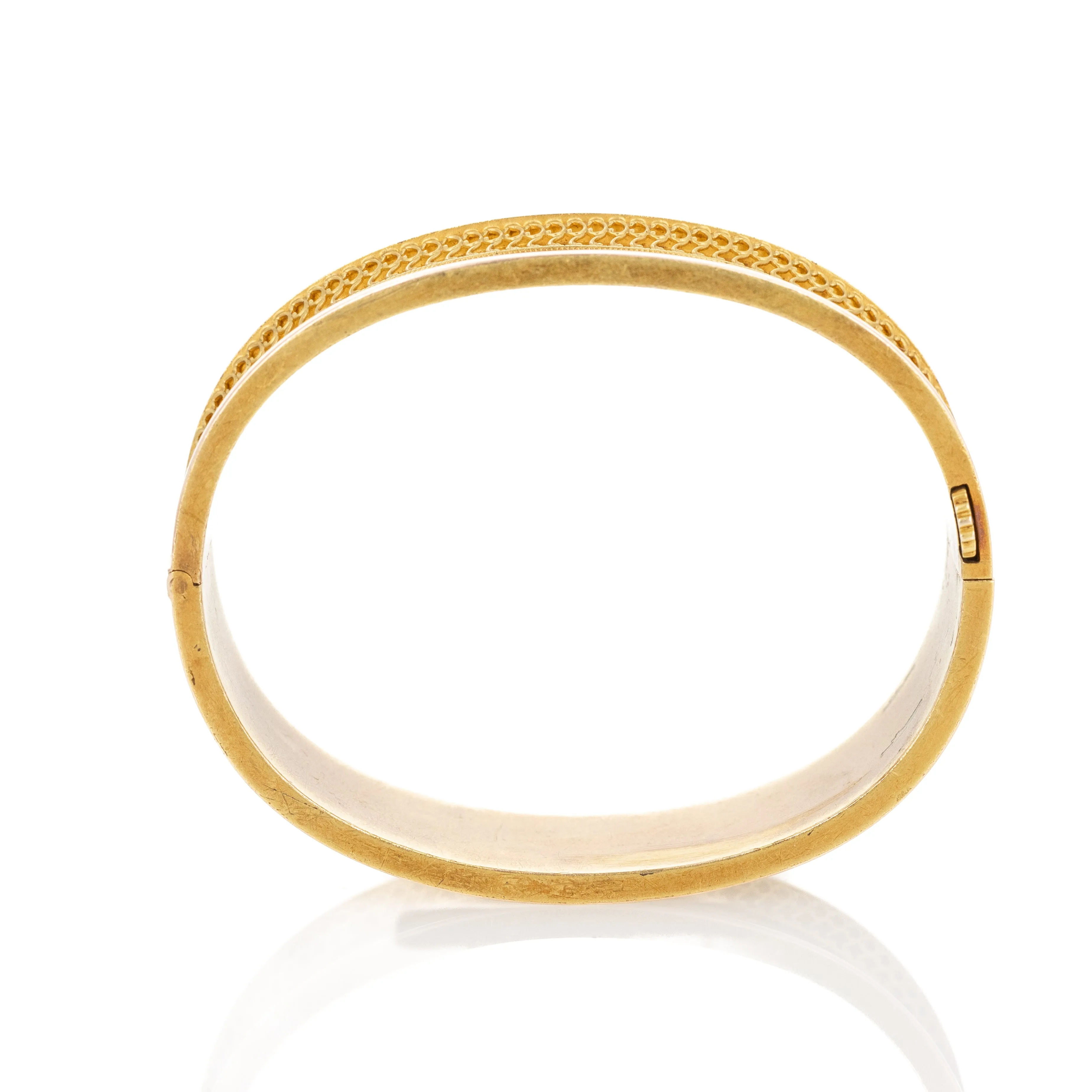 Victorian Etruscan 14K Yellow Gold Bangle Bracelet