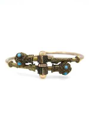 Victorian Gold Filled Bangle with Turquoise