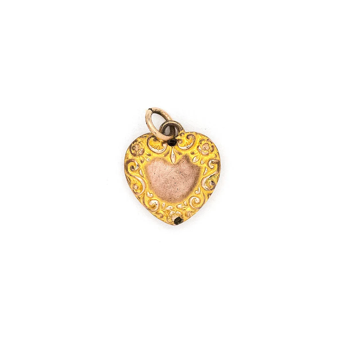 Victorian Green Flourish Heart Charm