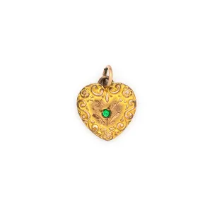 Victorian Green Flourish Heart Charm
