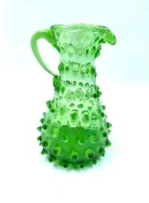 Victorian Green Hobnail Syrup / Cream Pitcher