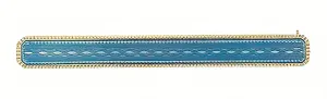 Victorian Guilloche Blue Enamel Antique Bar Brooch in 14 Karat Yellow Gold