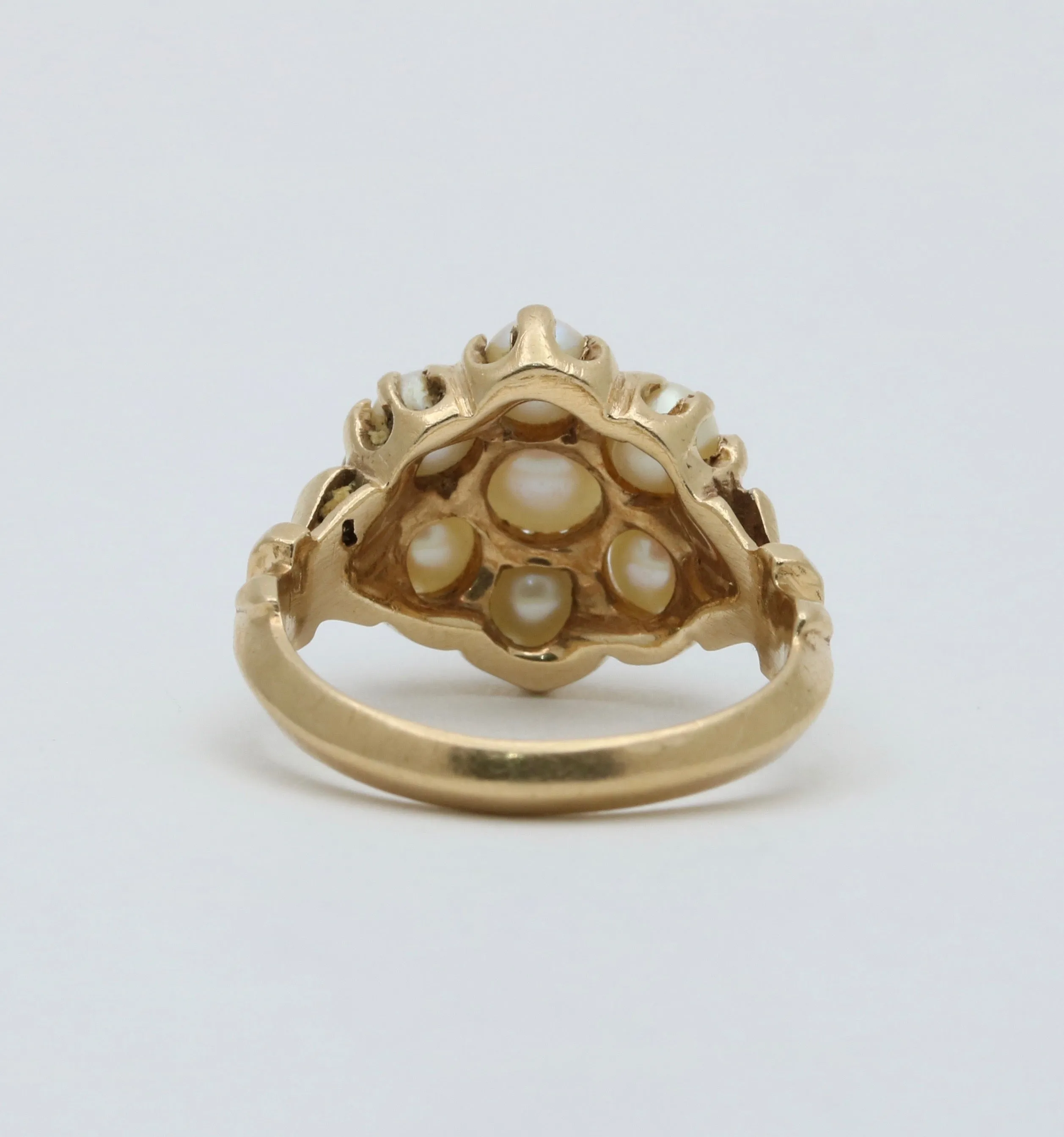 Victorian Revival Pearl Cluster 14K Gold Ring
