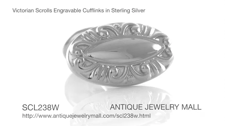Victorian Scrolls Engravable Cufflinks in Sterling Silver