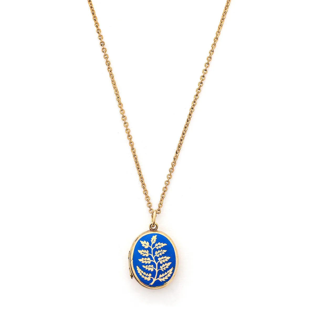 Victorian Vines Blue Enamel Antique Locket