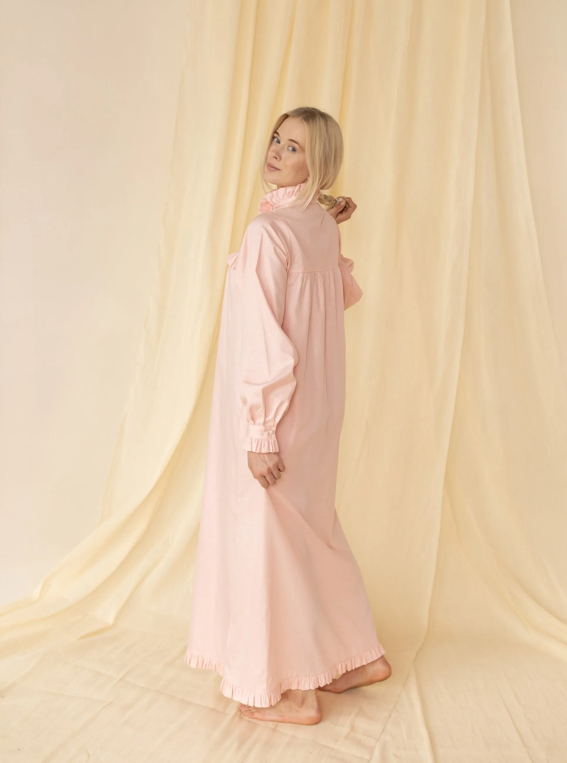 Victorian Winter Nightgown in all Pink