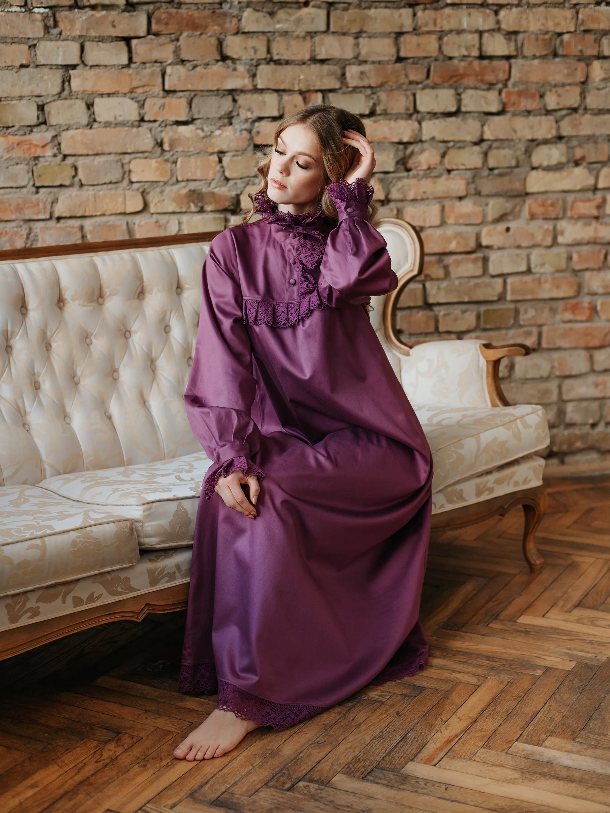 Victorian Winter Nightgown in Limited Edition Purple