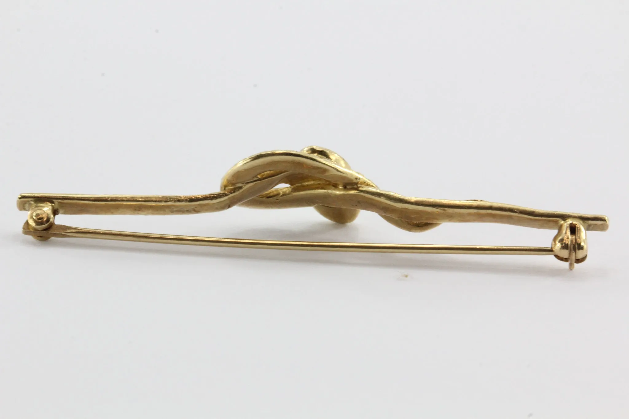 Vintage 14K Gold Victorian Style Diamond & Garnet Snake Bar Pin