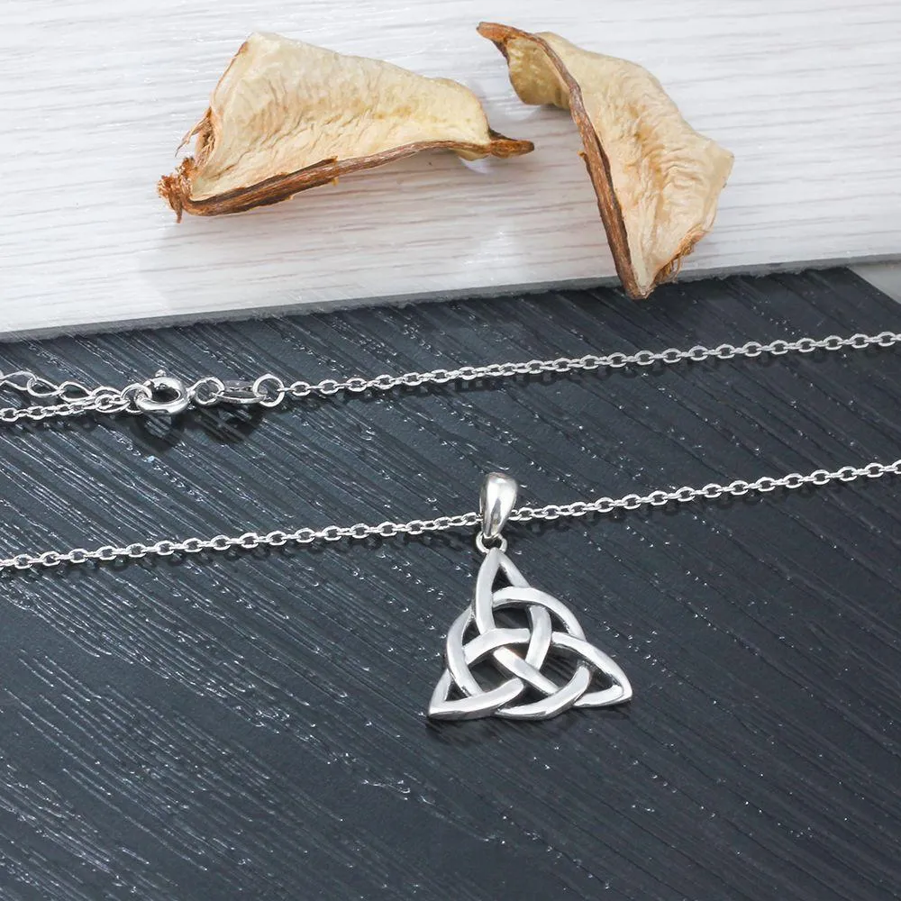 Vintage 925 Sterling Silver Necklace for Women with Triquetra Trinity Knot Pendant