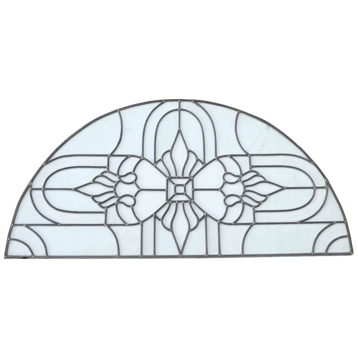 Vintage American Leaded and Beveled Clear Glass Arched Window Transom